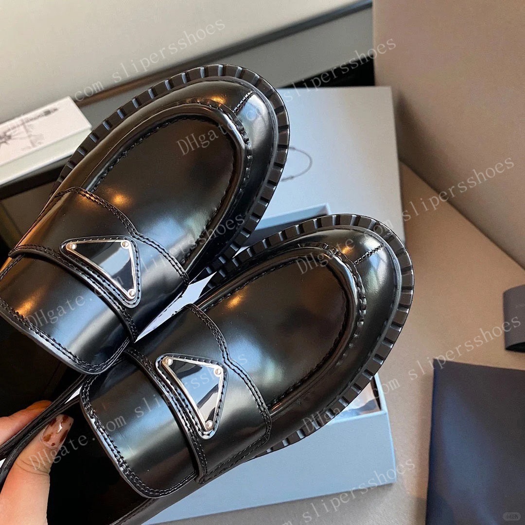 Designer Women Loafers Leatear Black Matte Patent Platform Shoes Women Drees Shoes Chunky Heel Oxford Shoes