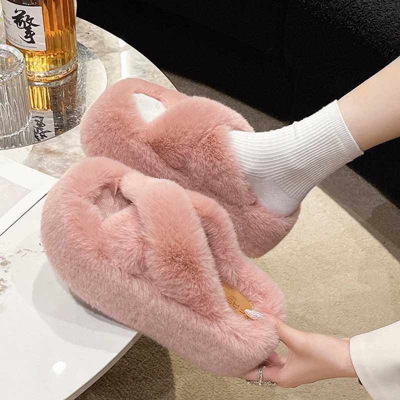 Women Furry Ladies Faux Fur Luxury Fluffy Plush Slippers House Soft Fuzzy Girl Platform Indoor Flat Casual Clogs Round Toe Winter XJ250811