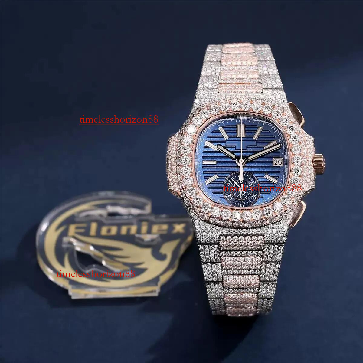 Custom-Moissanite High-End Watch with Gift Box & Certification - Passes AAAA+ Dia Quality Test