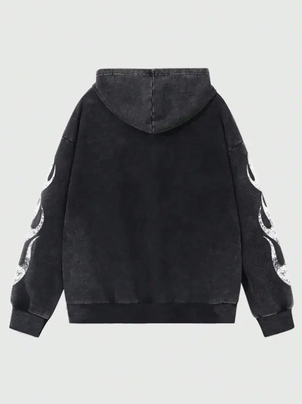 European and American cross-border American retro zipper hooded sweatshirt printed street dark unisex loose worn jacket