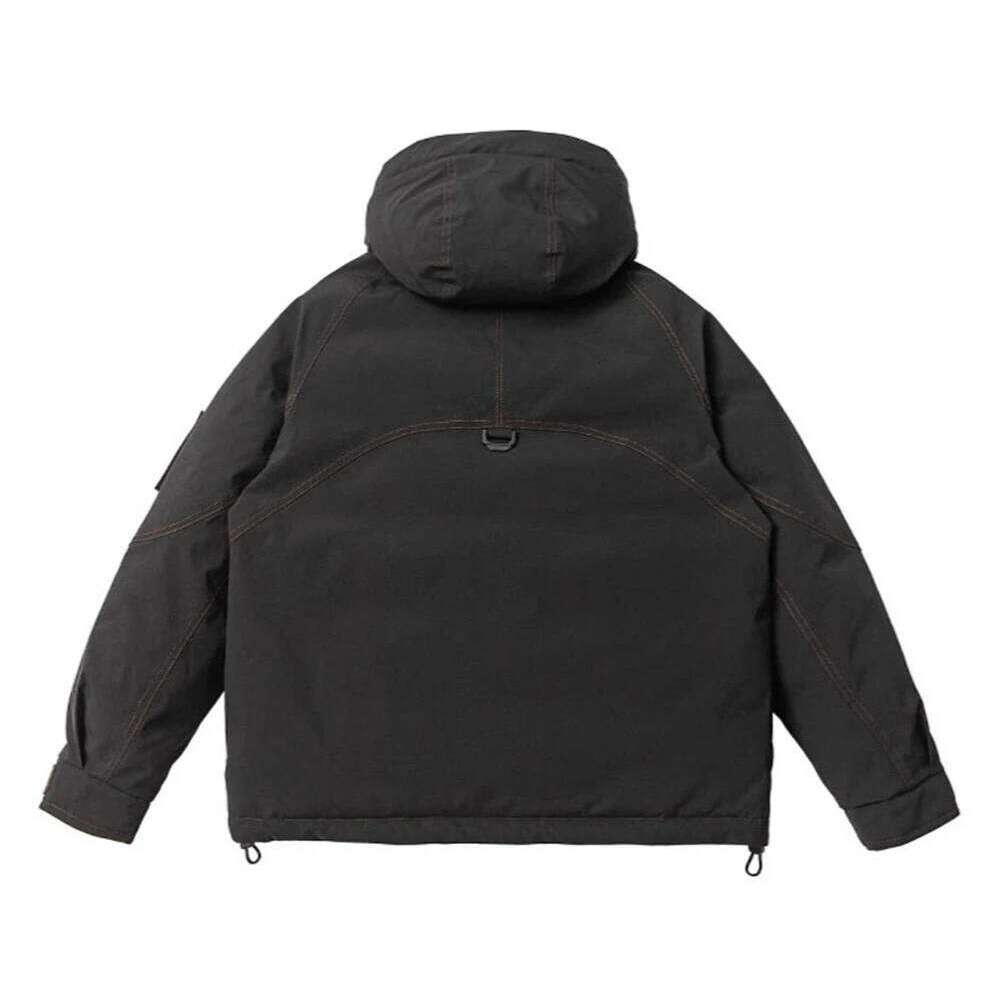 2024 Winter Men Down Windbreaker Tactical Hooded Thicken Cargo Jacket Warm Outwear Coat Hip Hop Streetwear