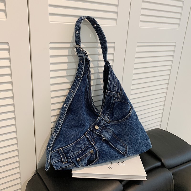 2025 autumn new niche design personalized bag denim armpit bag simple and versatile fashion designer bag women's shoulder bag
