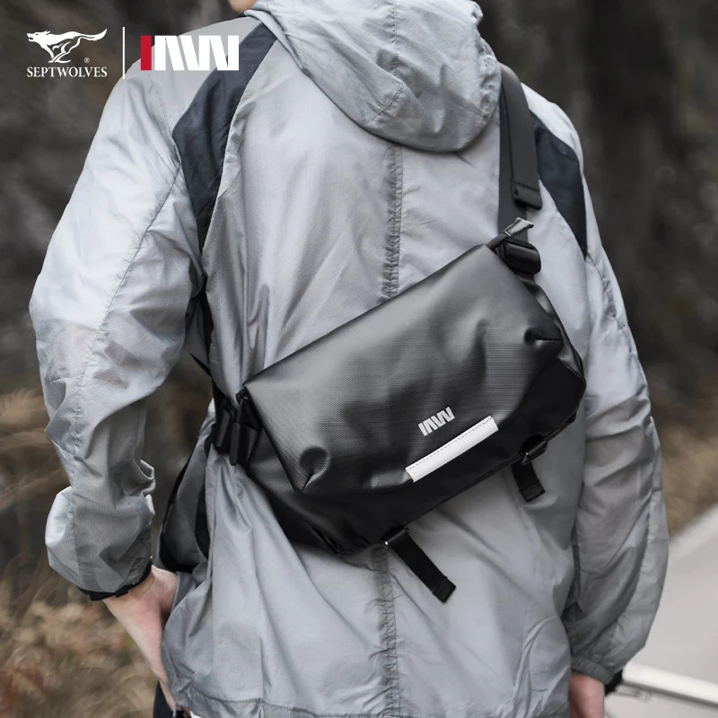 Septwolves Fashionable Magnetic Buckle Messenger Bag Men Waterproof Simple Small Crossbody Shoulder Bottom Umbrella Fixed 250811