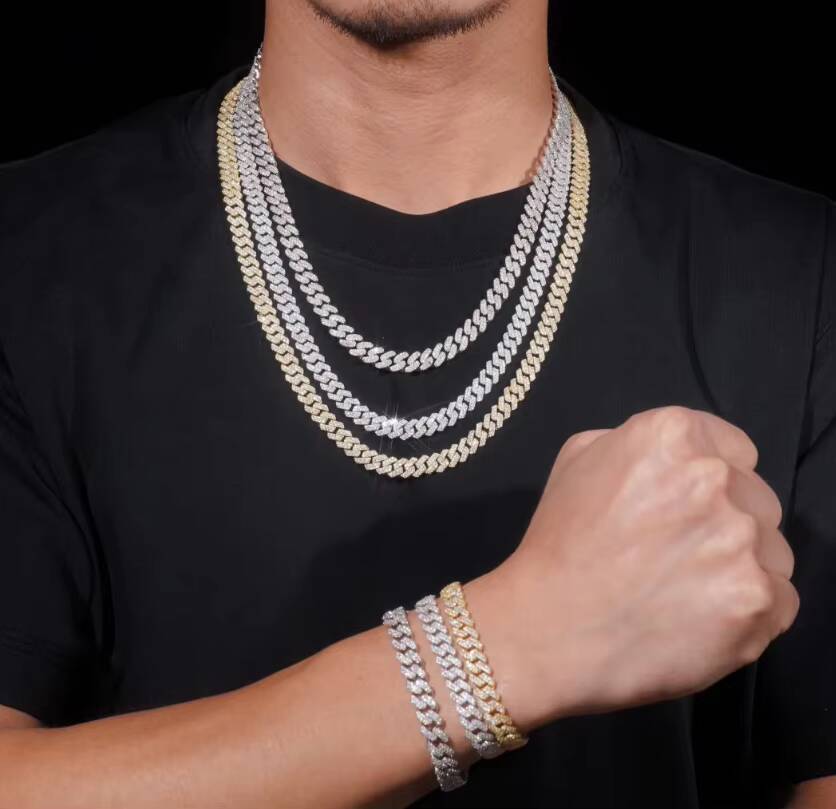 Moissanite Cuban Chain GRA Certified Mens Wholesale Necklace That Can Pass Diamond Test