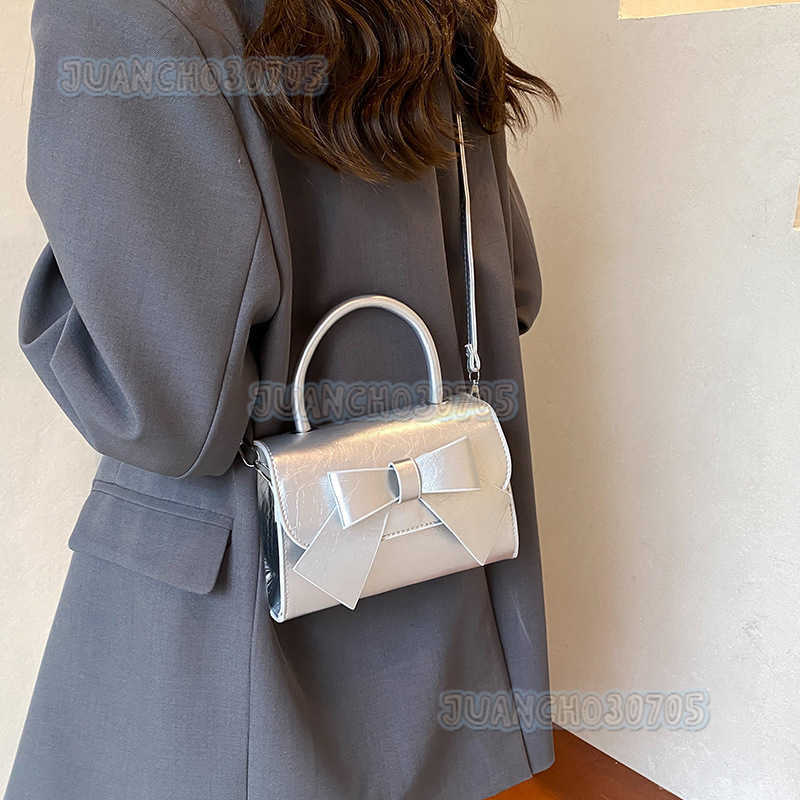 2024 Summer New Casual Personality Fashion Style Bowknot Single Shoulder Bag Handheld Small Square Bag Simple Crossbody Bag H250809