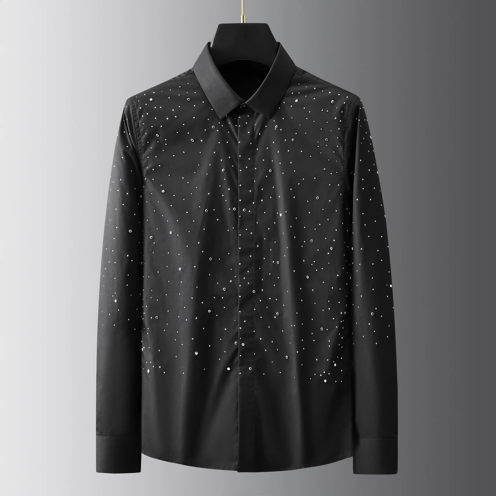 High Quality Rhinestone Shirts Men Starry Sky Long Sleeve Casual Business Dress Shirt Slim Fit Social Banquet Party Shirt 250811