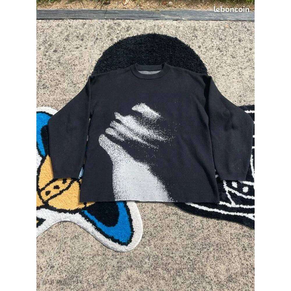 Y2k Haruku Aesthetics Vintage Loose Punk Streetwear Knitted Unisex Rock Goth Graphic Print Sweater Knit Pullover Hip Hop Top