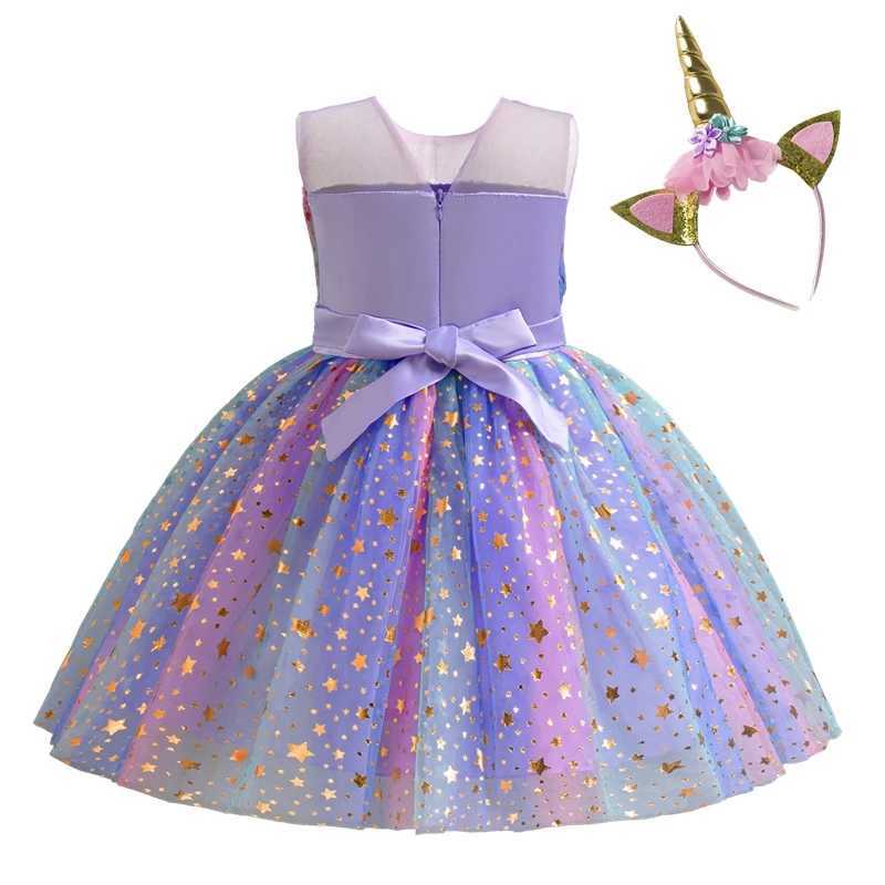 unicorn dress for girls flower birthday princess ball gown elegant childrens wedding party Christmas costume for girls clothing W250811