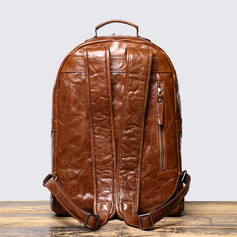 Vintage Real Leather Travel Backpack for Mens Leisure Outdoor Bag School Bags 15 Inch Laptop Backpack Gift for Husband T250811