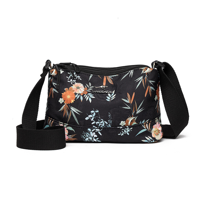 Trendy Printed Lightweight Water-Resistant Nylon for Women New Simple Three-Layer Large Capacity Shoulder Crossbody Bag ddmymoon