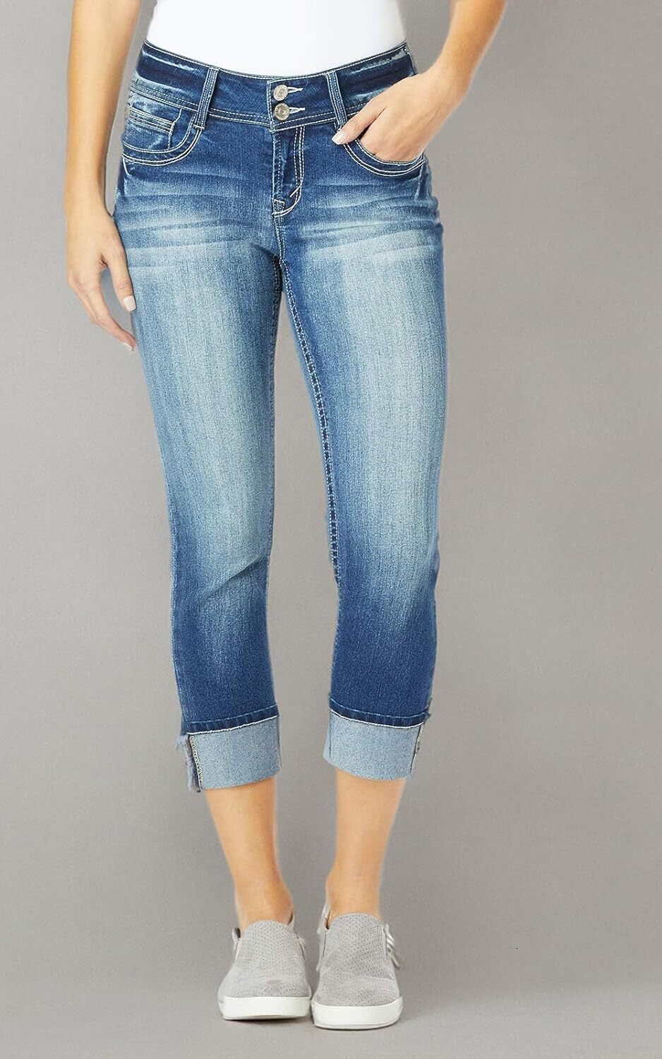 Women's Size Luscious Curvy 23.5'' Crop Mid-Rise Insta Stretch Juniors (Standard and Plus)