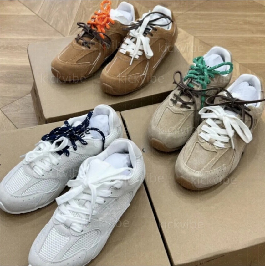 Designer Casual Shoes Women Men Suede Lace Up Sneakers Classic White Mesh Shoe size Soft Comfortable Running Shoes With box