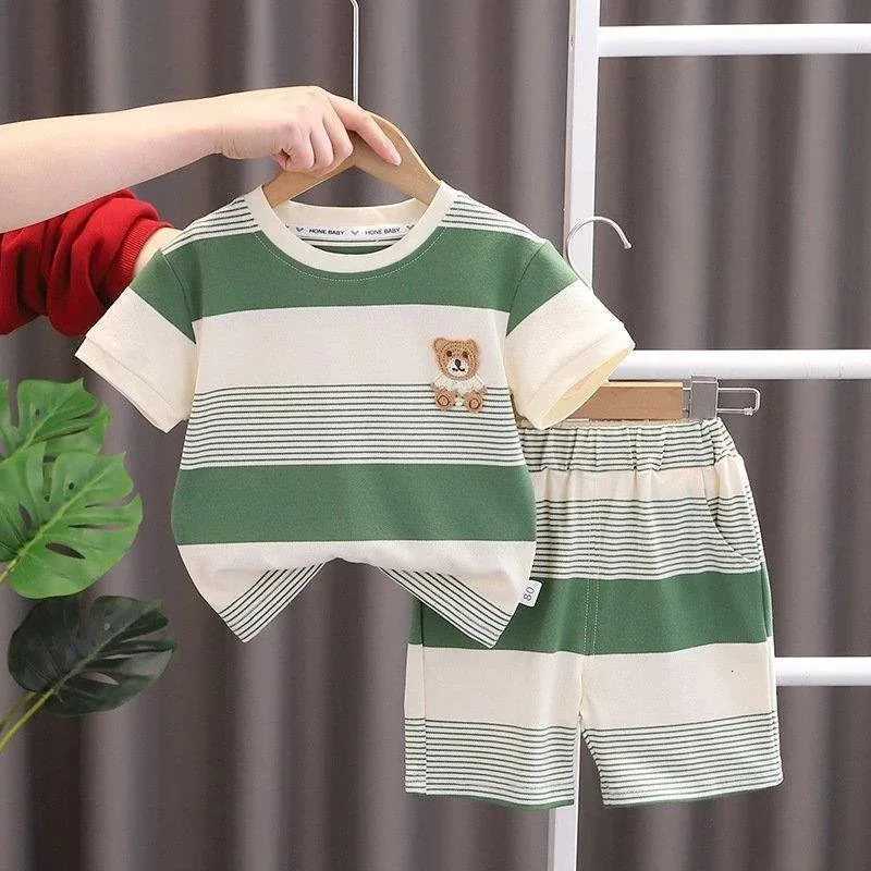 New Summer Baby Girl Clothes Suit Boys Clothing Children Striped T-Shirt Shorts 2Pcs/Sets Toddler Casual Costume Kids Tracksuits Z250811