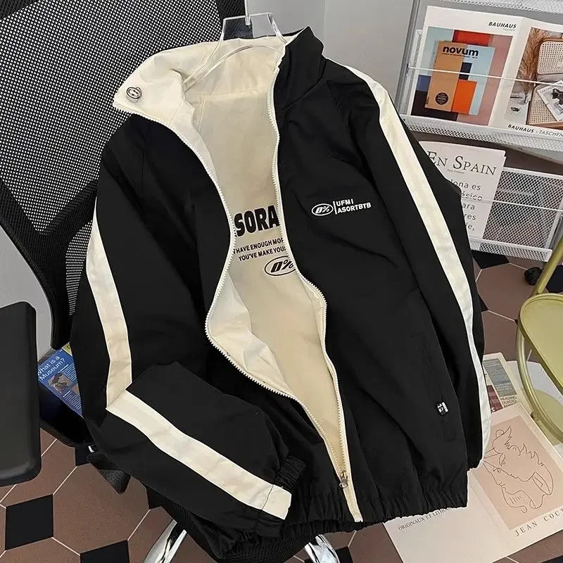 Mens Womens Jackets Spring Autumn Zip Up Sweatshirt Reversible Wear Long Sleeve Windbreaker Waterproof Outerwear Couple Jacket 250809