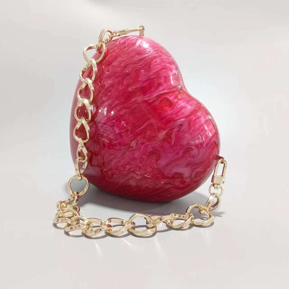 Women's New Fashion Heart-Shaped Acrylic Evening Bag Single Shoulder Crossbody Party Handbag