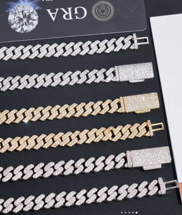 Moissanite Cuban Chain GRA Certified Mens Wholesale Necklace That Can Pass Diamond Test