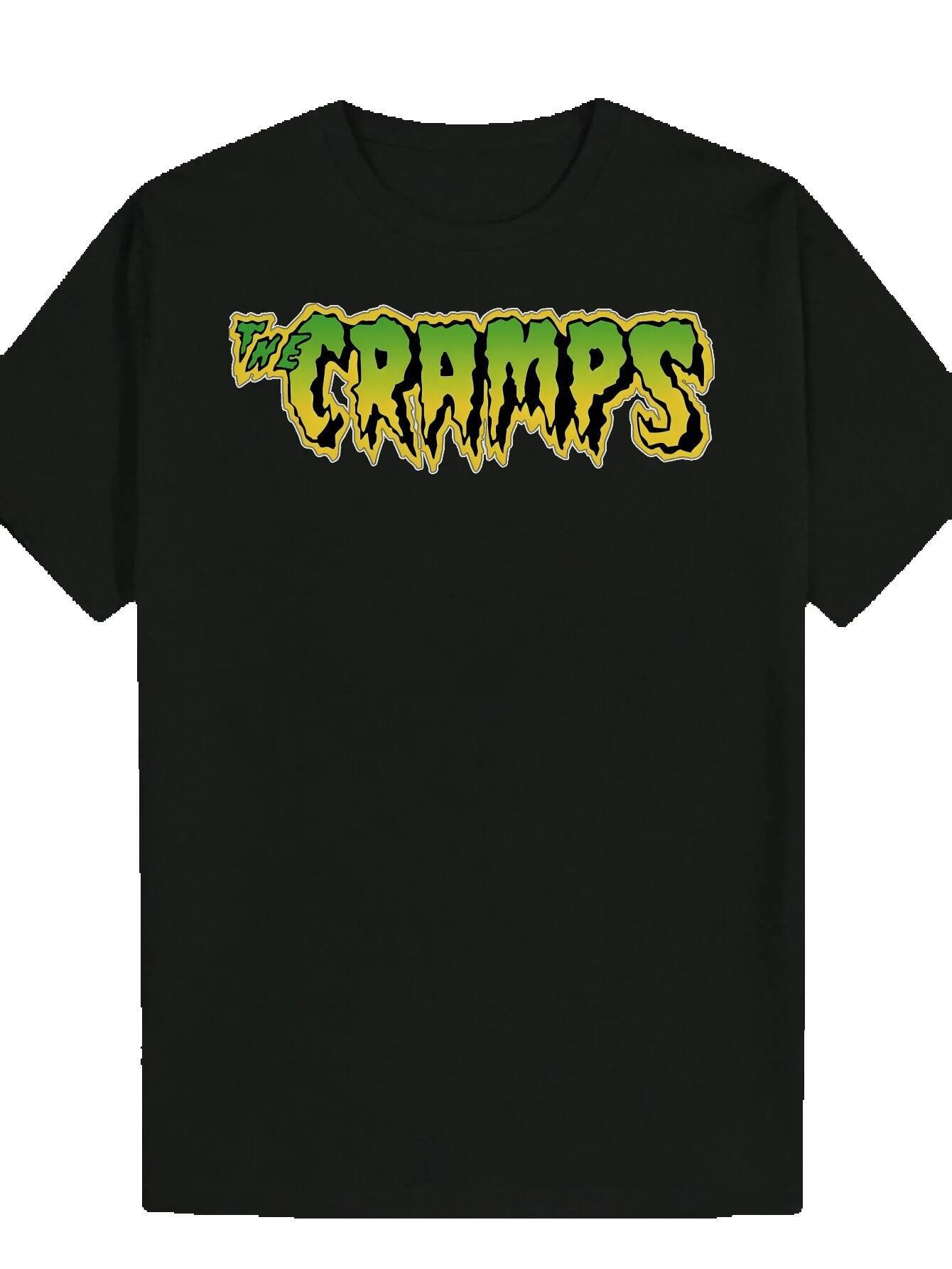 Men s Summer Crew Neck T Shirt The Cramps Graphic Black with Yellow Letters Fiber Regular Fit Suitable for Casual Wear Comfortable to df e b f d baa