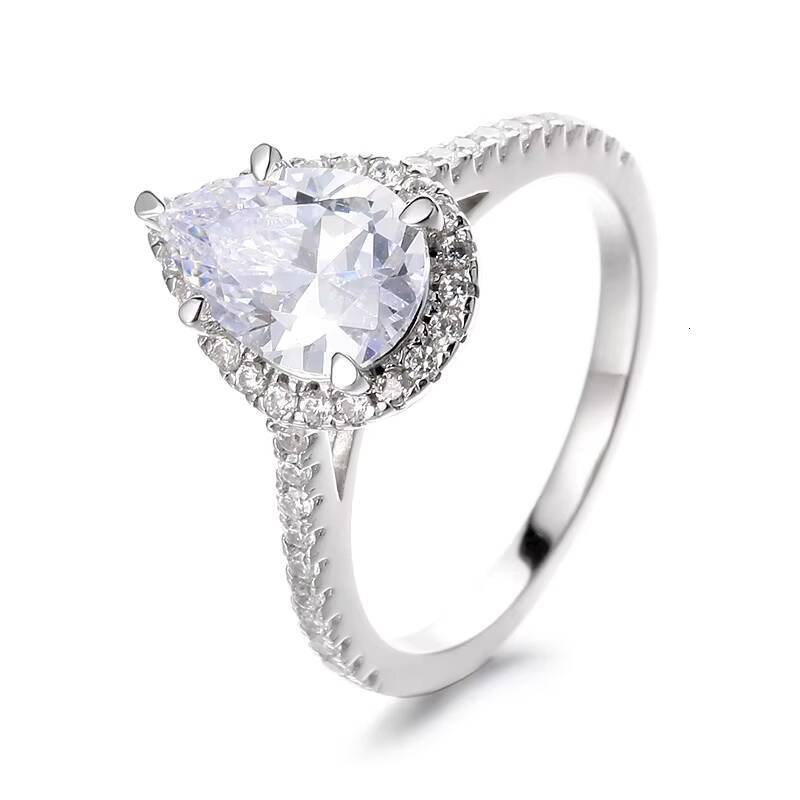 Romantic Pass Diamond Tester 925 Sterling Silver Teardrop VVS Moissanite Ring for Women Gift Anniversary Fine Jewelry