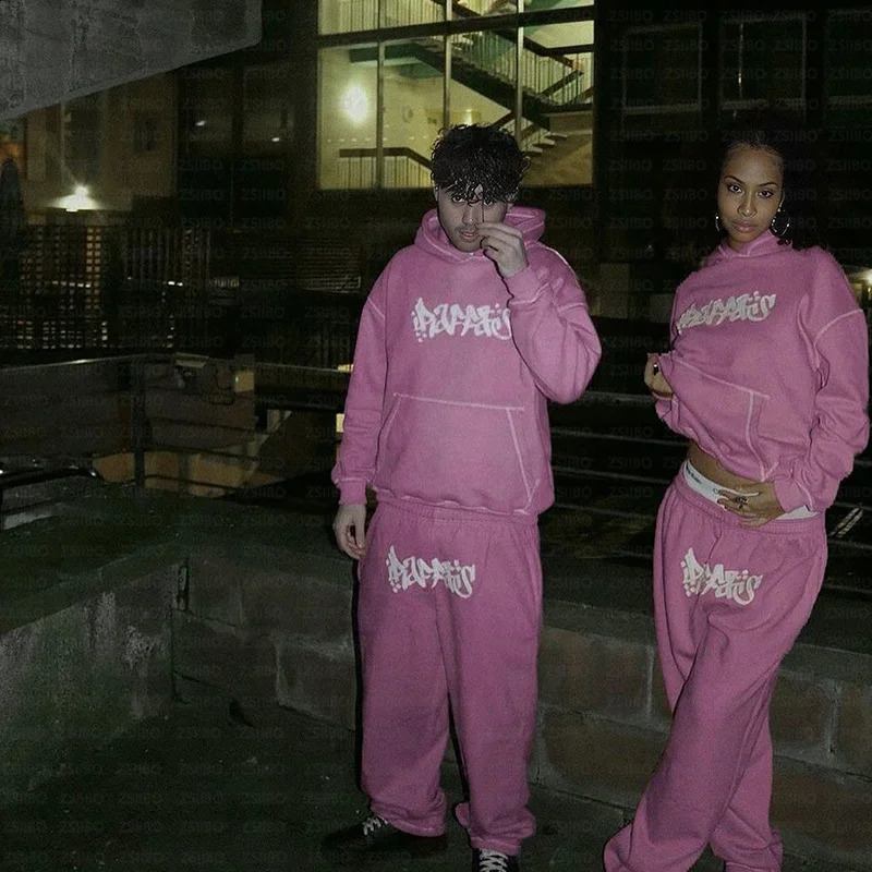 Gothic Men Hooded Sweatshirts and Sweatpants Two Piece Winter Tracksuit Casual Pants Sportswear Sets Y2k Streetwear Men Clothing 250809