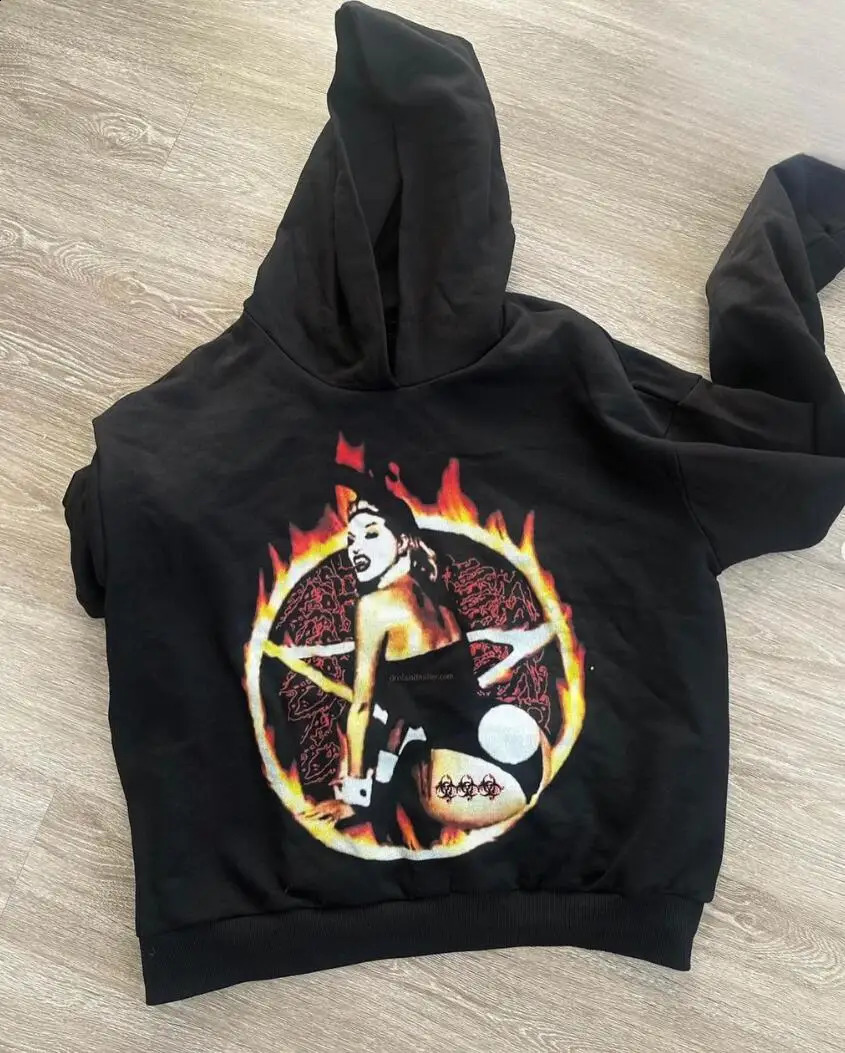 American retro hoodie personalized printed letter pattern pullover sweatshirt Y2K trendy hoodie sweatshirt high street ins 250804