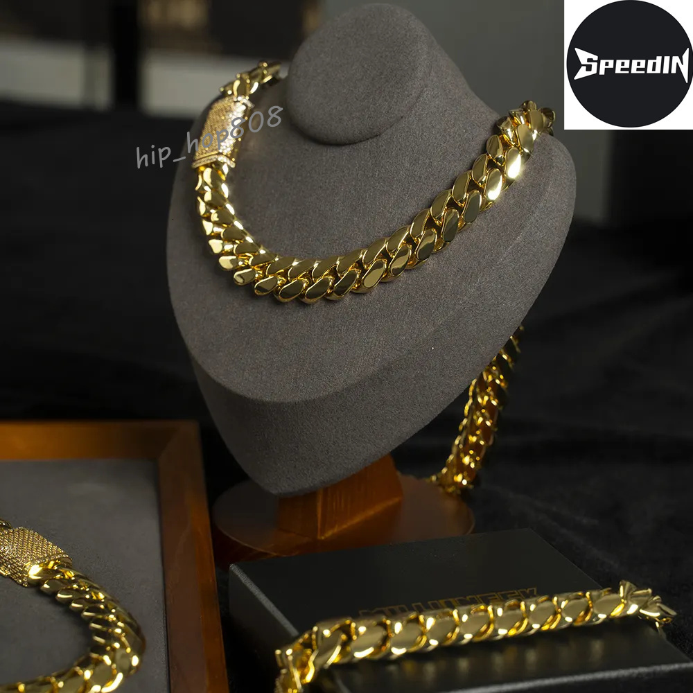 18k 14k Gold Plated Handmade Plain Stainless Steel Figaro Cuban Miami Link Women Men Fashion Jewelry Chain Bracelets Necklaces