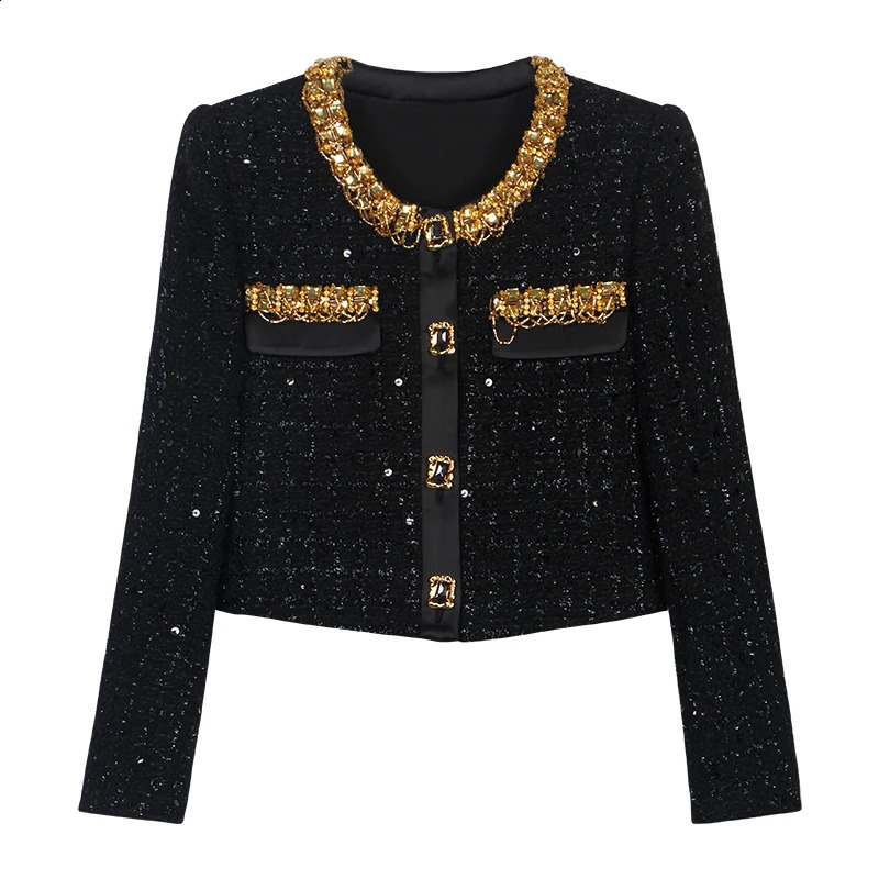 fashionable and elegant light socialite high-end heavy industry diamond sequin temperament small fragrance jacket 250804