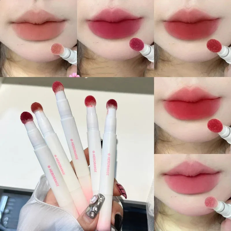 Liquid Lipstick With Cushion Applicator Velvet Matte Lip Gloss Creamy Soft Liquid Blush Lip Stick Multi-uses Makeup 250809