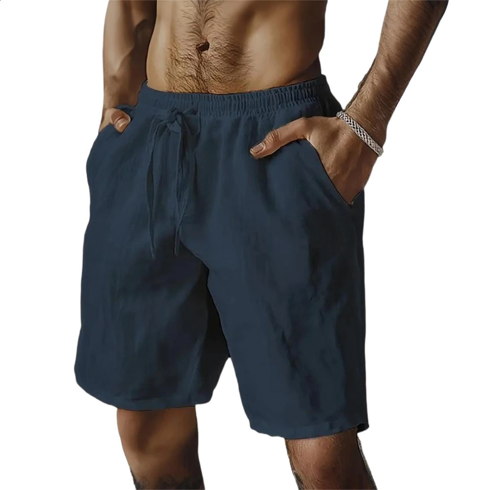 Summer Mens Breathable Shorts Hawaii Beach Short Pants Male Solid Color Trousers Loose Lightweight Streetwear 250729