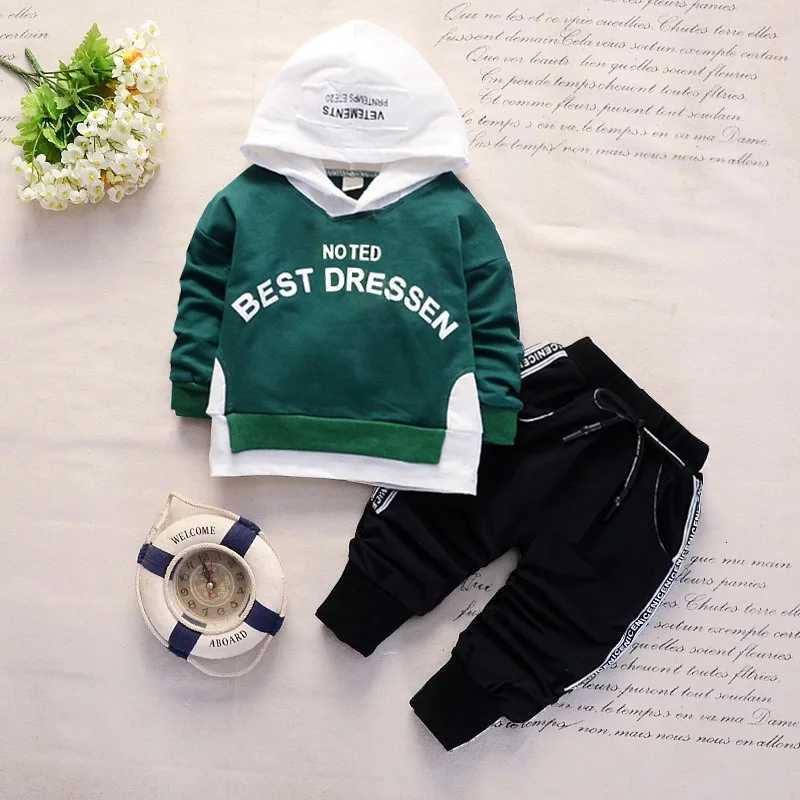 New Spring Autumn Cotton Boys Clothes Outfit Kids Baby Sports Hooded Tops Pants 2pcs Sets Fashion Children Casual Tracksuits Z250811