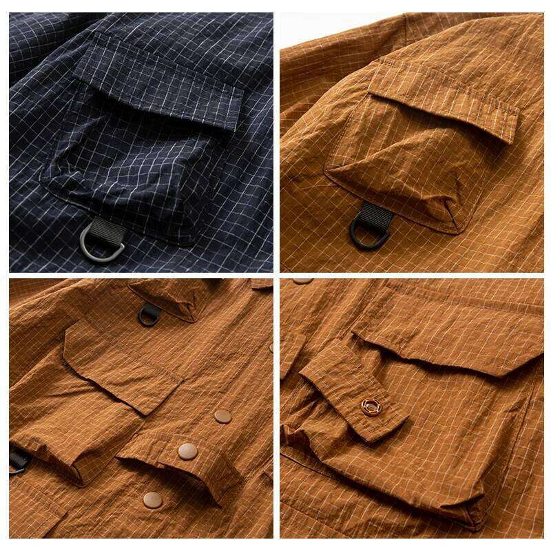 Designer Clothing 2025 Cityboy Multi-Pocket Cargo Jacket Men Outdoor Waterproof Fashion Loose Casual Plaid Jackets Male Women Streetwear Hip Hop Coat