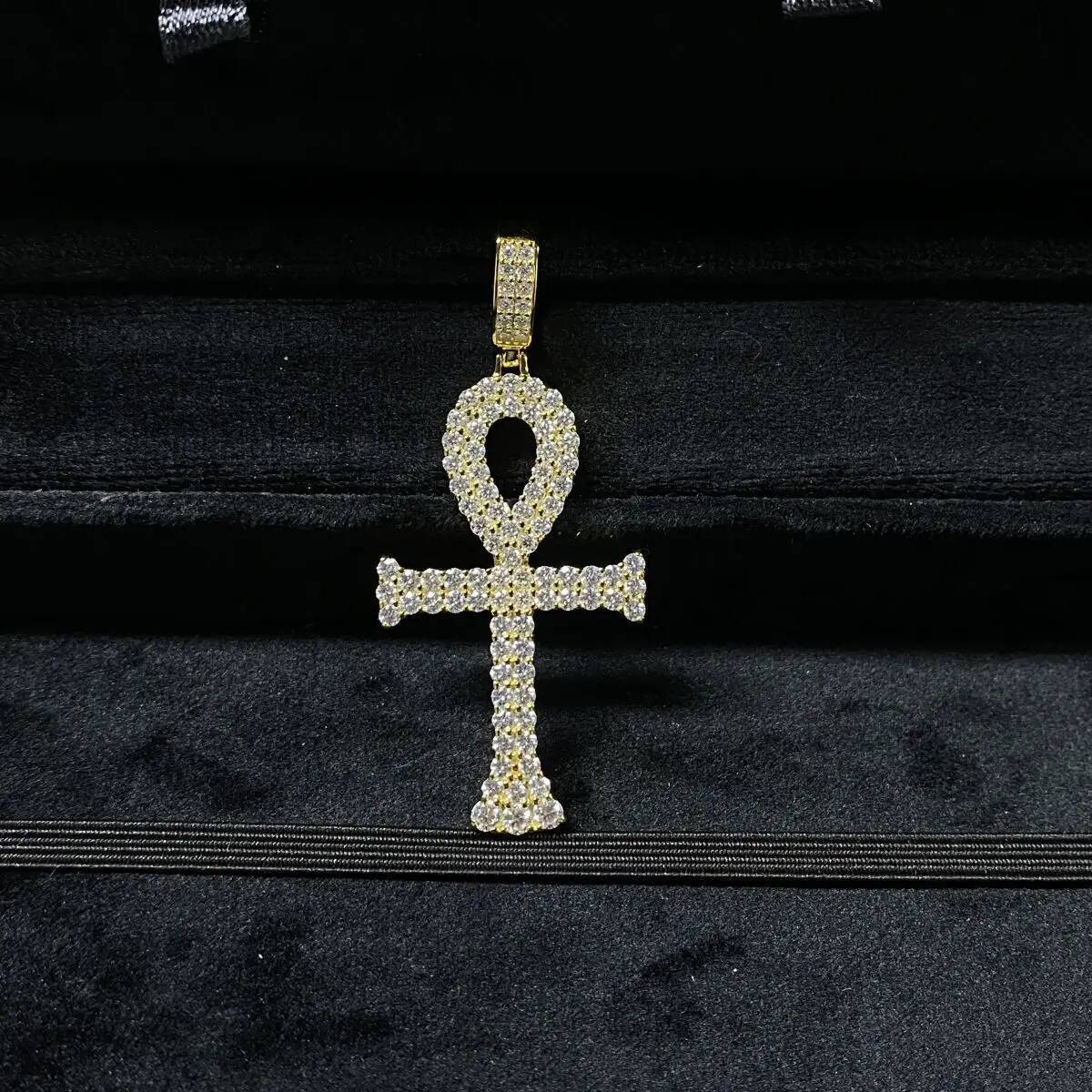 925 Sterling Silver Pendant D-color Moissanite VVS1 European and American Hip-hop Style Full Stone Inlaid Moissanite