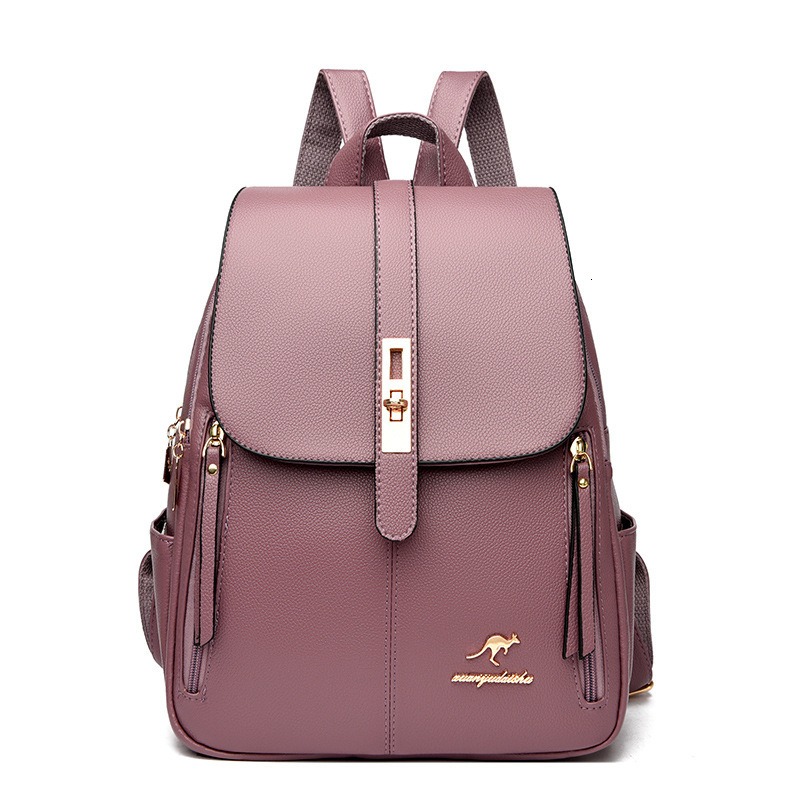 Simple for Women 2025 New Fashion Versatile Large Capacity Soft Leather Student School Bag Outdoor Travel Backpack ddmymoon