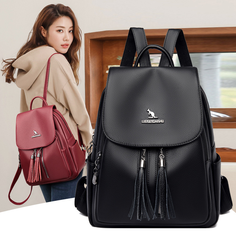 Hot Selling Textured Soft Leather Women 2025 New Korean Fashion Large Capacity Backpack for Middle-aged Ladies ddmymoon