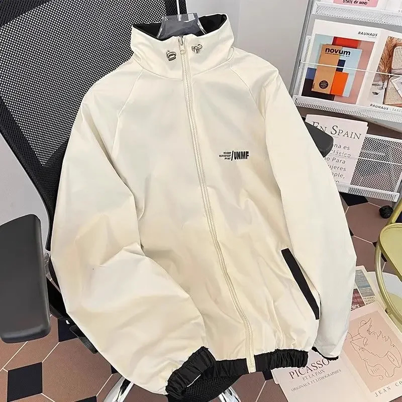 Mens Womens Jackets Spring Autumn Zip Up Sweatshirt Reversible Wear Long Sleeve Windbreaker Waterproof Outerwear Couple Jacket 250809
