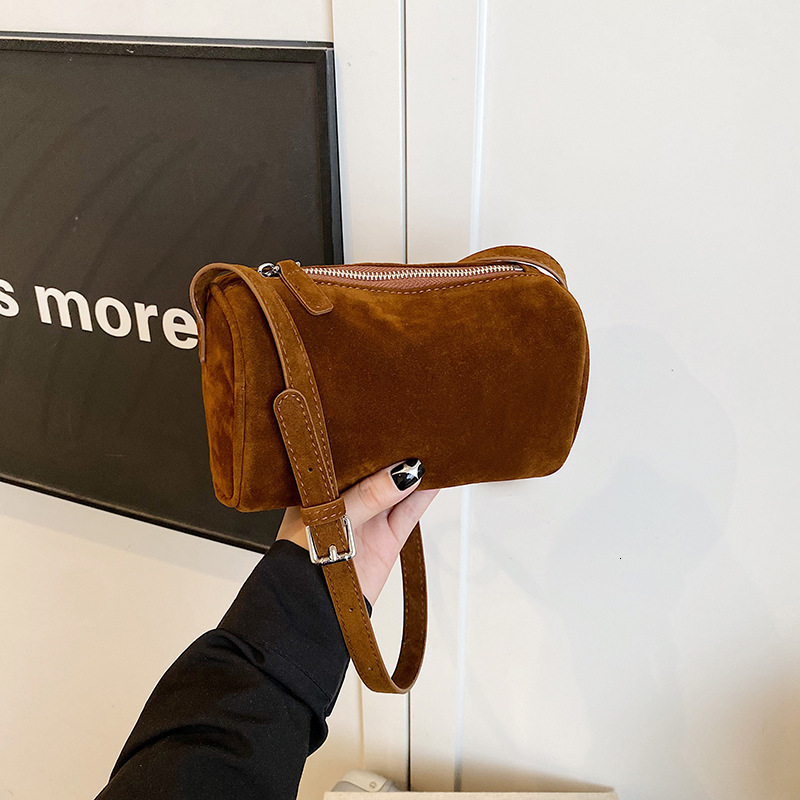High-End Suede Cylinder for Women 2025 New Fashion Niche Pillow Single Shoulder Crossbody Bag Trendy ddmymoon