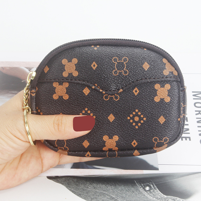 Free Shipping 2025 New Fresh Sweet Women's Wallet - Printed Mini Coin Purse Key Holder Card Organizer with Wristlet