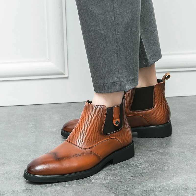 Golden Sapling Party Men Boots Casual Business Shoes Comfortable Chelsea Boot Office Shoe Leisure Flats Slip-on Fashion Footwear W250811