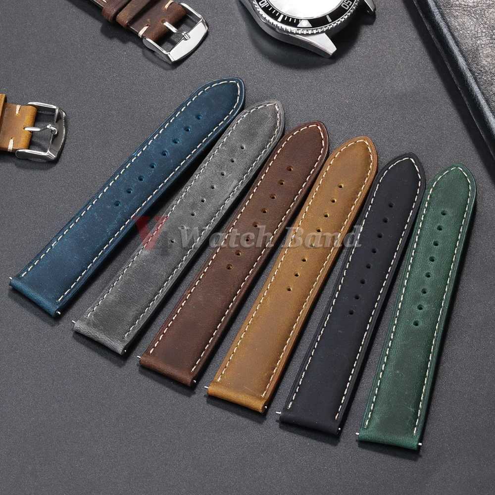 Genuine Calfskin Watchband for Omega Business Watch Band for Seiko 20/22/24mm Butterfly Buckle Stitching Brown Strap 14/16/18mm W250811