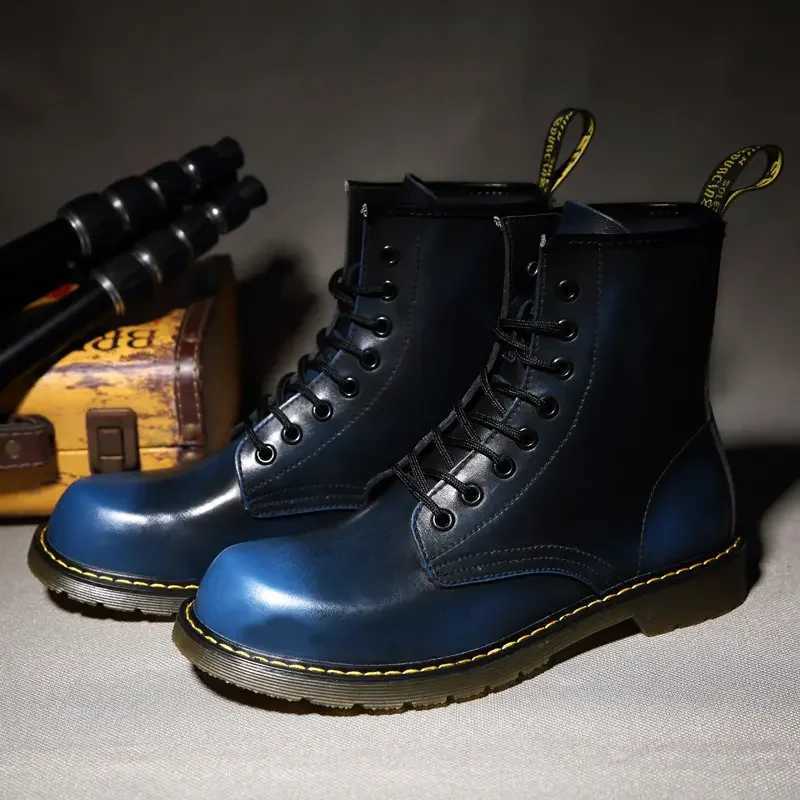 Winter Mens Leather High Top Large Size Casual Boots Couple Anti-Slip and Wear-Resistant Gradient Color Outdoor Tooling Shoes W250811