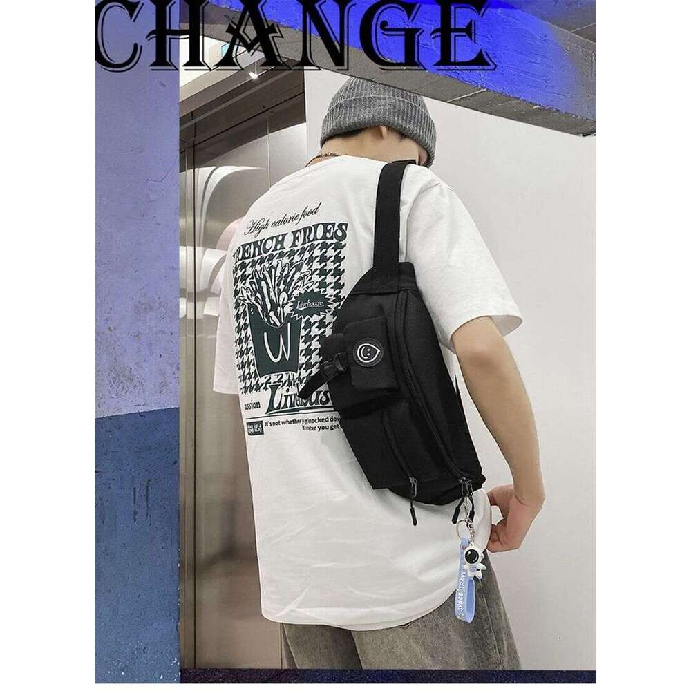 Cool Crossbody Cross Chest Street Trend Student Shoulder Casual Men's Waist Pack Carry-On Bag Strap Pendant