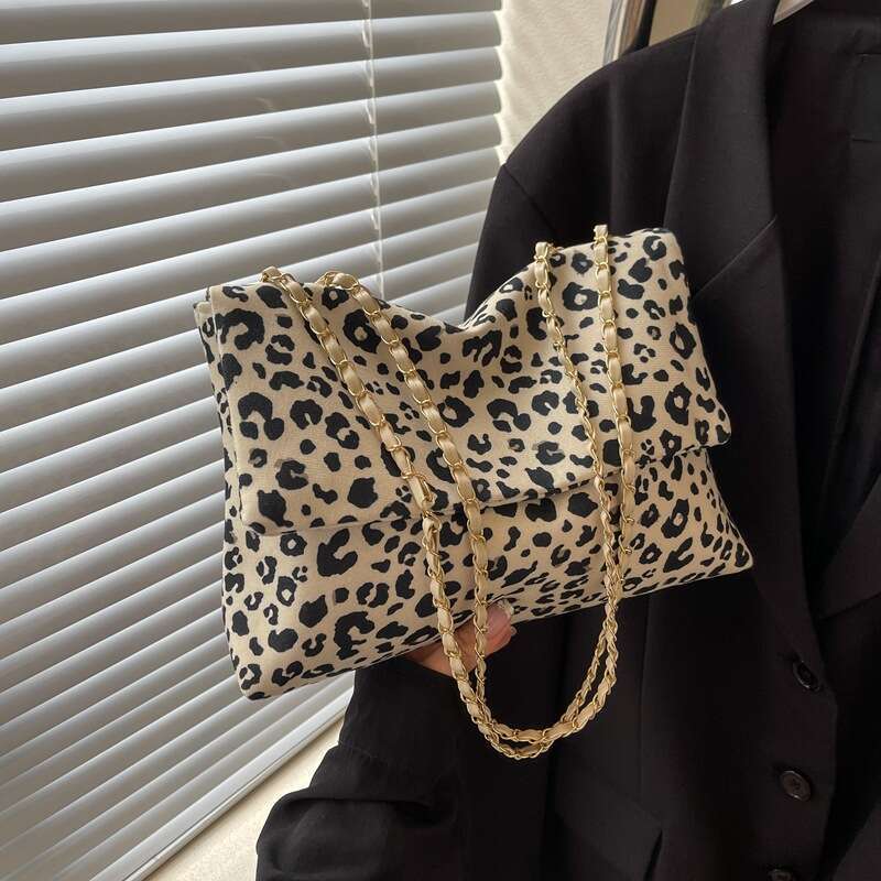 Trendy Niche Leopard Print for Women 2025 Designer New Fashionable Shoulder Underarm Bag Handbag