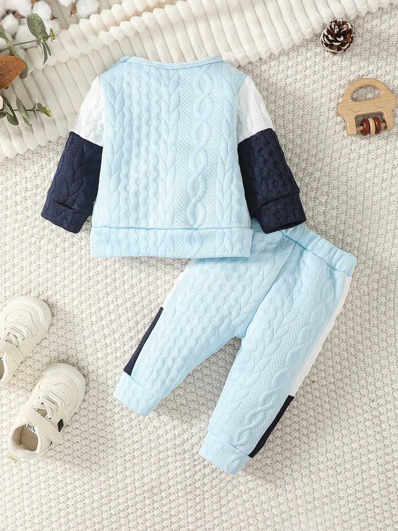 Baby Shoulder Buckles Long Sleeved Thick Textured Silk Cotton White Black Gray Stitching Fashion Baby Set Z250811