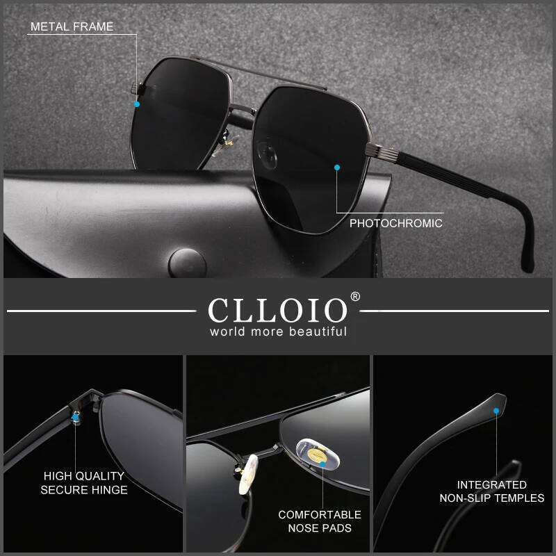 CLLOIO Classic Photochromic Sunglasses Men Polarized Driving Shades Sun Travel Anti-glare Chameleon Glasses UV400