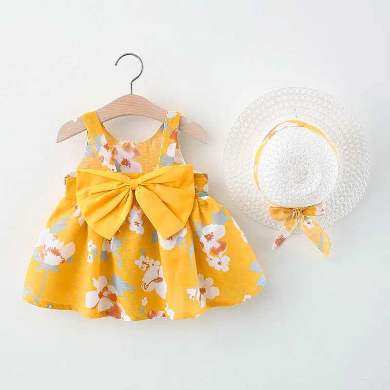 Summer New Girl Fashion Dress Small Chrysanthemum Hanging Strap Big Bow Princess Dress Party Dress 0-3 Years Old W250811