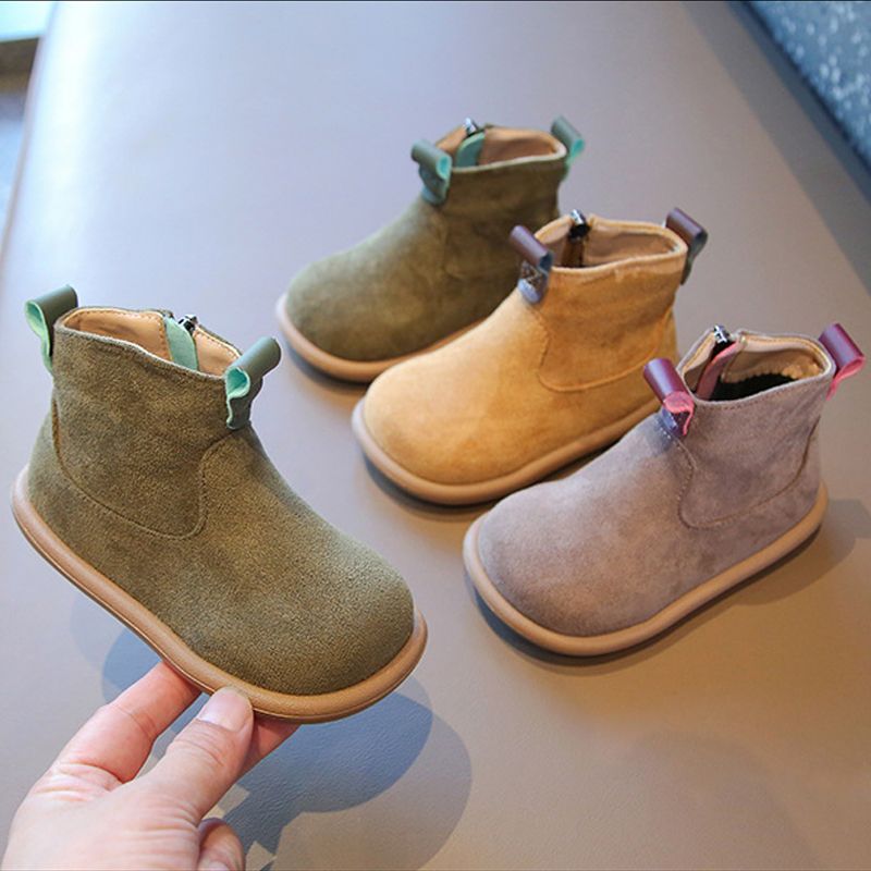 Autumn Winter Baby Boys Girls Boots Oxford Suede Children Casual Shoes Outdoor Anti-slip Toddler Shoes Plush Kids Ankle Boots Sizes 21 - 30