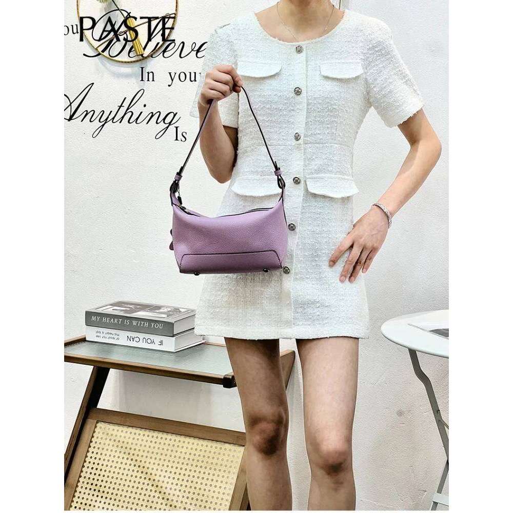 2025 Rare Leisure Lavender Commuter Tote Light Weight Full Grain Cow Leather Women Handbag Small Daily-use Purse