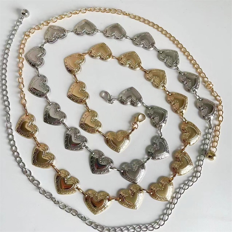 Women's Heart-Shaped Tassel Waist Chain Belt Decorative Metal Body Jewelry