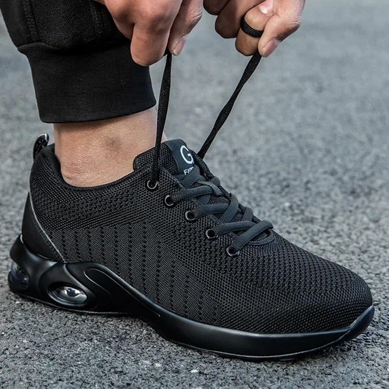 Summer Air Cushion Work Safety Shoes For Men Women Breathable Work Sneakers Steel Toe Shoes Anti-puncture Safety Protective Shoe 250805