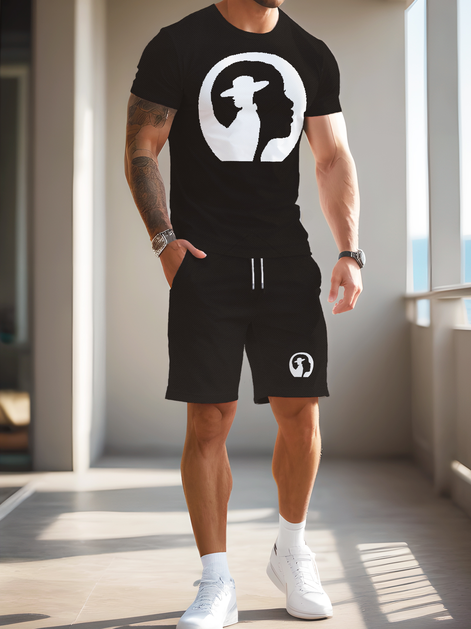 Custom Mens Alphabet Pattern Outfit Ensemble Breathable quick drying fabric - 0843-0862