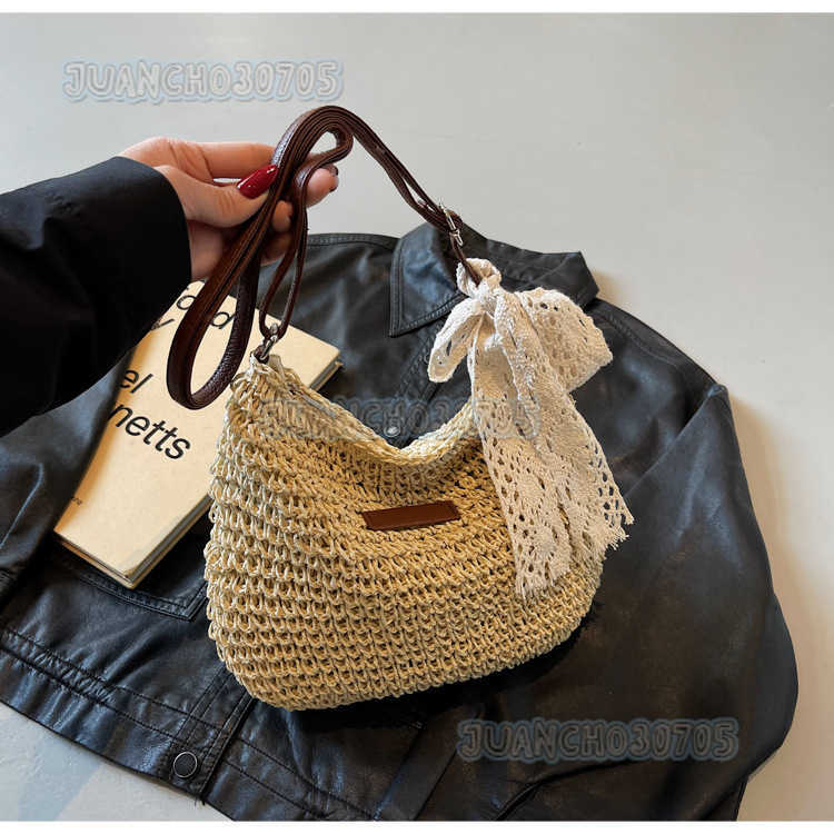 Crossbody Woven Straw Bag for Women Large Capacity 2025 New Summer Versatile Bucket Bag Beach Vacation Beach Bag H250809